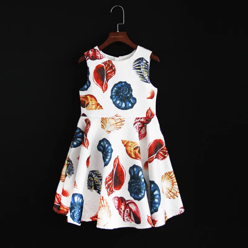 Spring Summer family clothes conch sleeveless kids clothing mother baby girls pleated flounce collar dress mother daughter dress