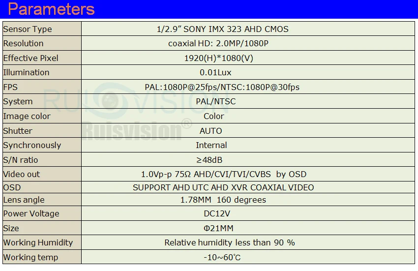 Аналоговая камера Sony высокого разрешения (AHD) IMX323 1080 P кошачий глаз двери отверстие охранных цвет товары теле и видеонаблюдения широкий