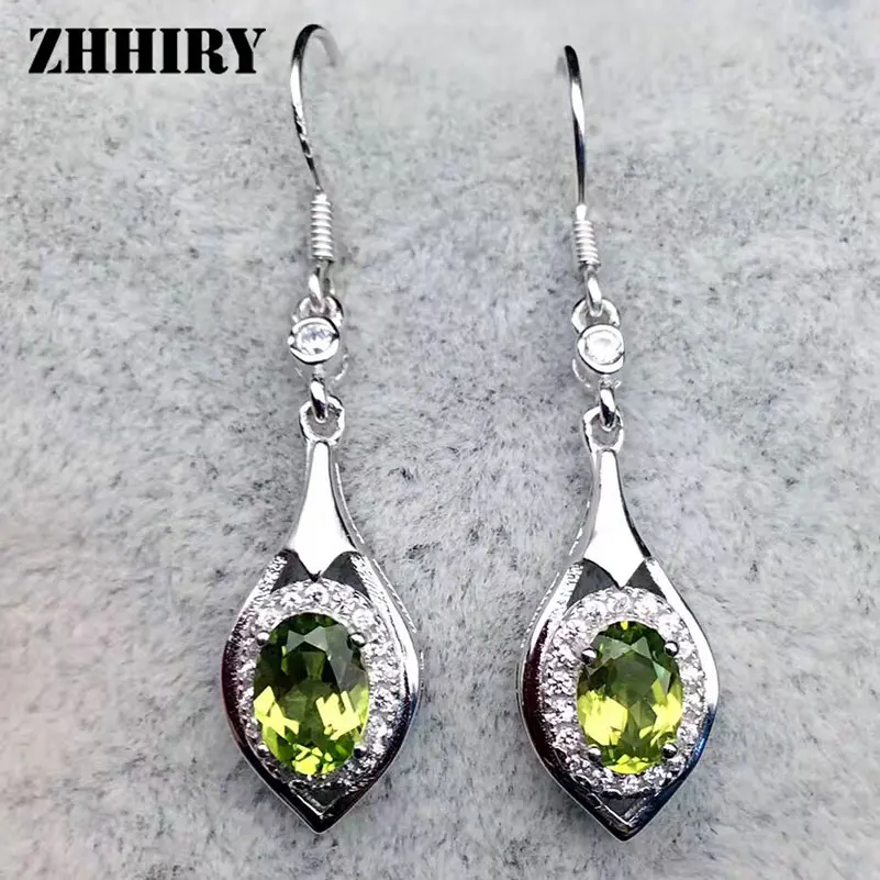 ZHHIRY естественный диопсид серьги-капельки из драгоценных камней подлинное серебро 925 пробы женские серьги ювелирные украшения