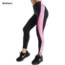 Qickitout Повседневный стиль осень зима дышащие спортивные тонкие леггинсы пуш-ап женские Полиэстеровые розовые полосатые леггинсы с принтом