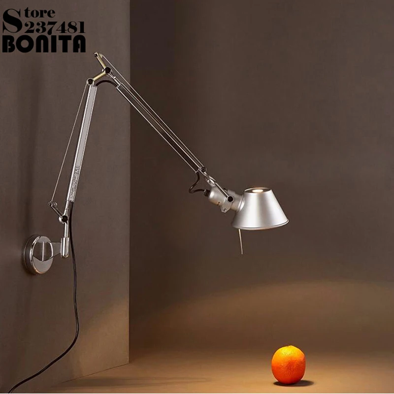  2pcs/set Scrub Black modern Foldable wall lamps long swing arm Adjustable Aluminum sconces lamps Te - 33037856289