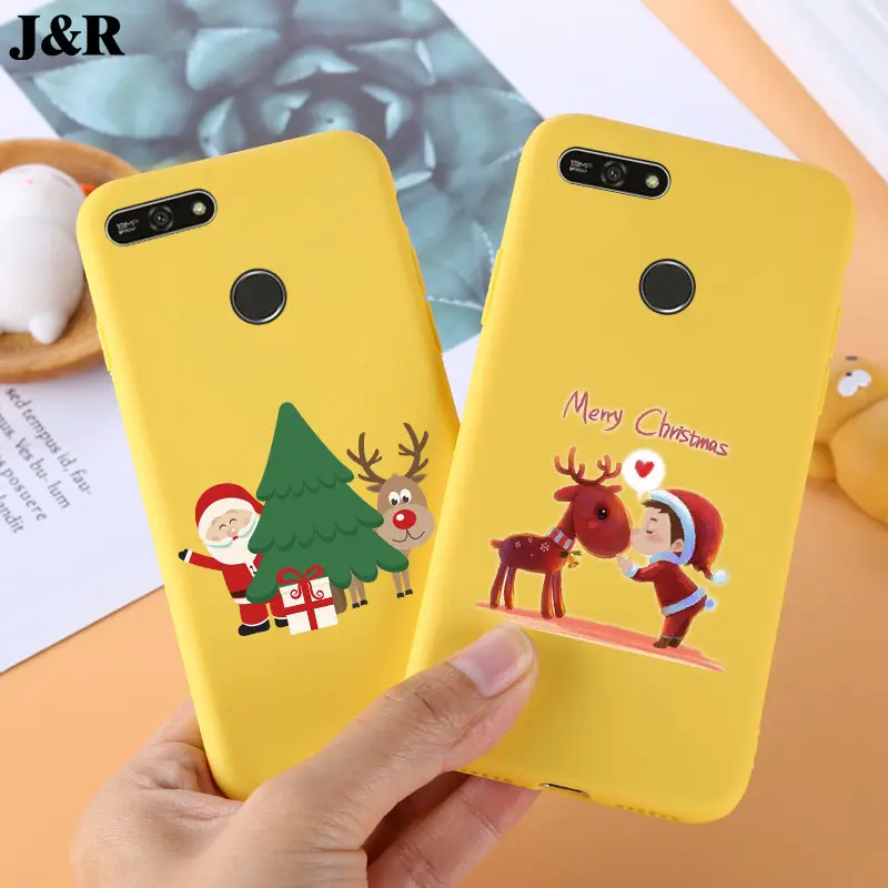 Y6 2018 чехол для Huawei Prime силиконовый телефона с рождественским рисунком Y62018 ATU-L21