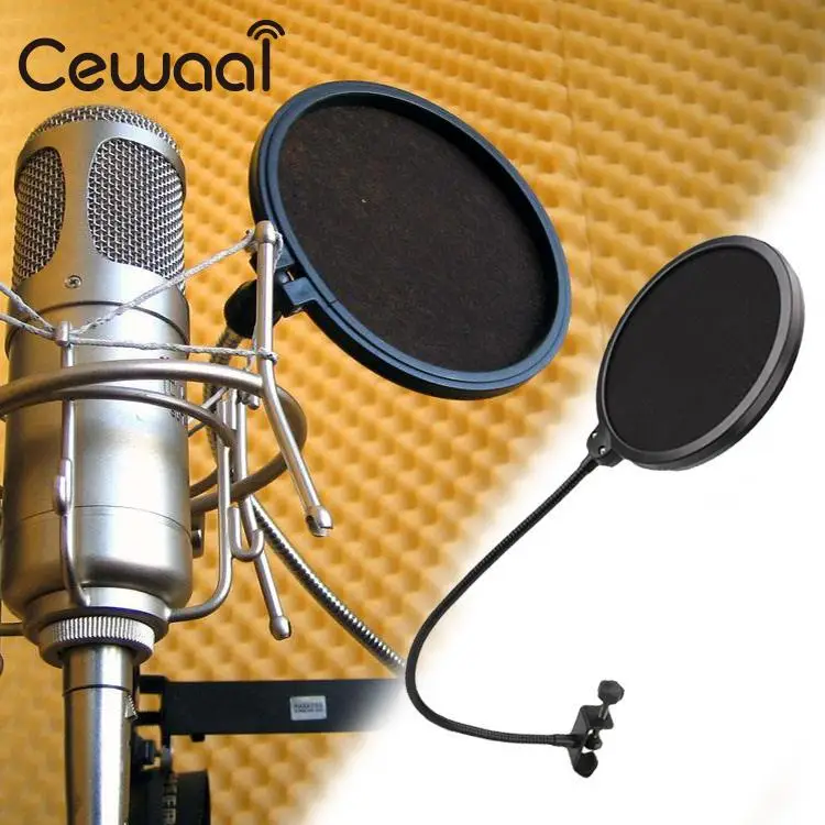 Cewaal Black New Flexible Studio Microphone Windshield Mic Pop Filter Shield For Speaking