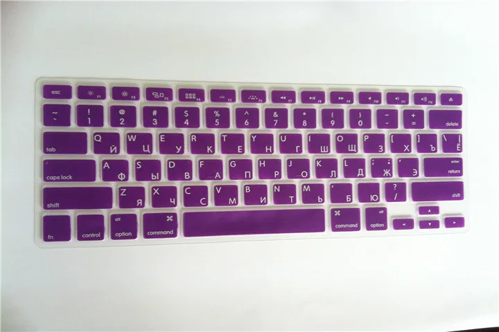 100 шт русская силиконовая Мягкая накладка на клавиатуру, Защитная пленка для apple MacBook Pro air 13 15 17 US макет - Цвет: Фиолетовый