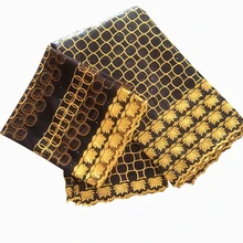 Свадебное платье делая нигерийский кружевной ткани последние для одежды 5+ 2 ярдов свадьбы в Базен riche getzner с тюлевым кружевом