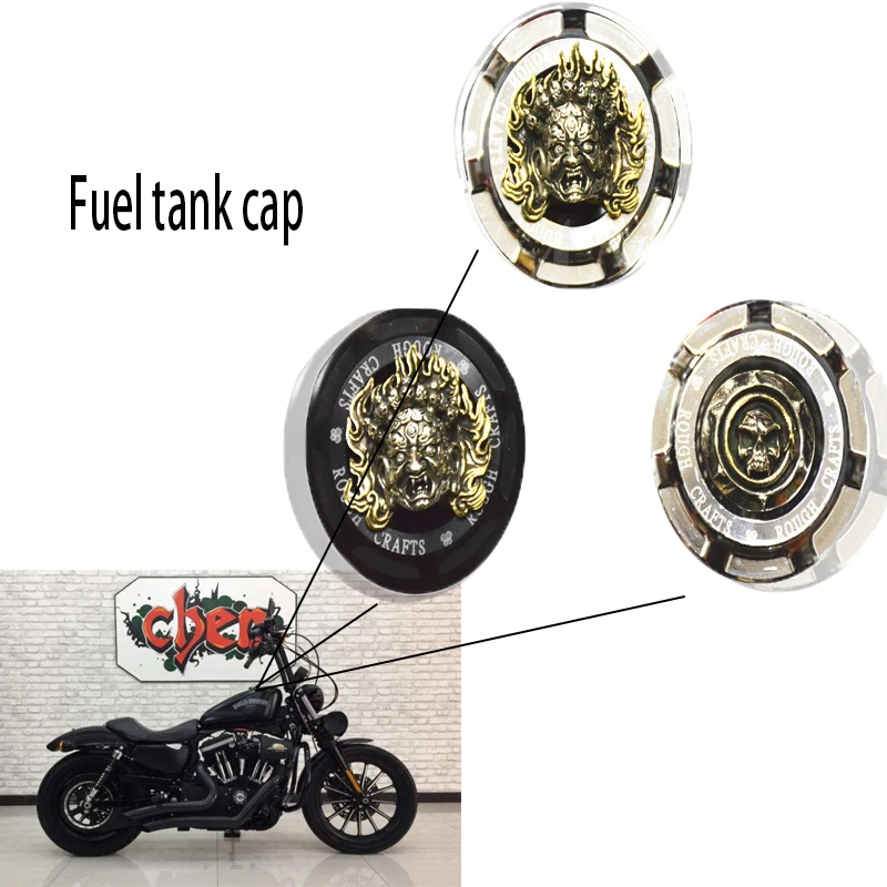 

Motorcycle CNC Aluminum Fuel Gas Tank ROUGH CRAFTS Decorative Oil Cap for Harley Davidson Sportster XL 1200 883 X48 Dyna