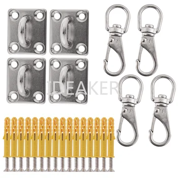 

3PCS Square Shade Sail Hardware Kit Includes M5 Pad Eyes Snap Hooks self-tapping Screws Sunsail Installation Tighten Sail