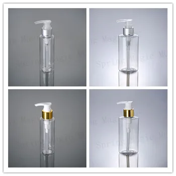 

120ML Transparent PET Bottle With Matt Silver/Gold Ring Long mouth Pump Empty Plastic Cosmetic Bottle,Body Wash/Shampoo Case
