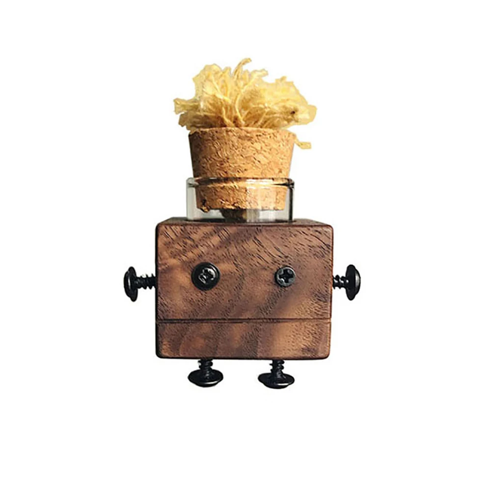 Car Air Freshener Wood Robot Empty Glass Bottle Vent Clip Automobile