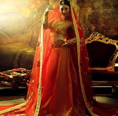 Новая фотография фото одежда индийское сари костюм невесты танец Красный Индийский salwar Костюм/salwar kameez/Сари платье костюмы - Цвет: Оранжевый