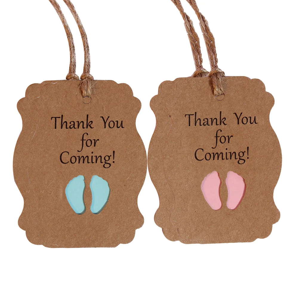 

100pcs Boys Girls Thank You for Coming Tags Thank You Baby Feet Kraft Paper Gift Tags Baby Shower Tags Baby Shower