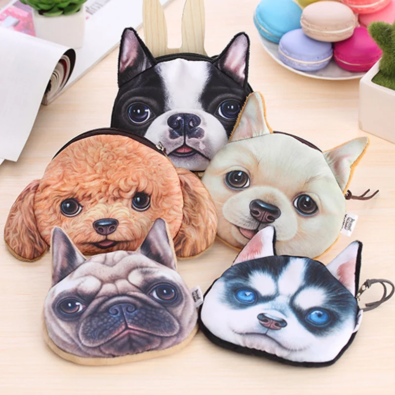 RU&BR Fashion Cotton Women Coin Purse Cute Dog Face Design Money Bag