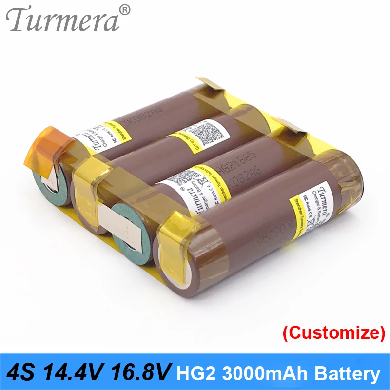 Аккумулятор Turmera 18650 hg2 3000mAh vtc6 ncr18650b 3400mah аккумулятор для 3s 12,6 v 4S 16,8 v отвертка аккумуляторная батарея Настройка n9