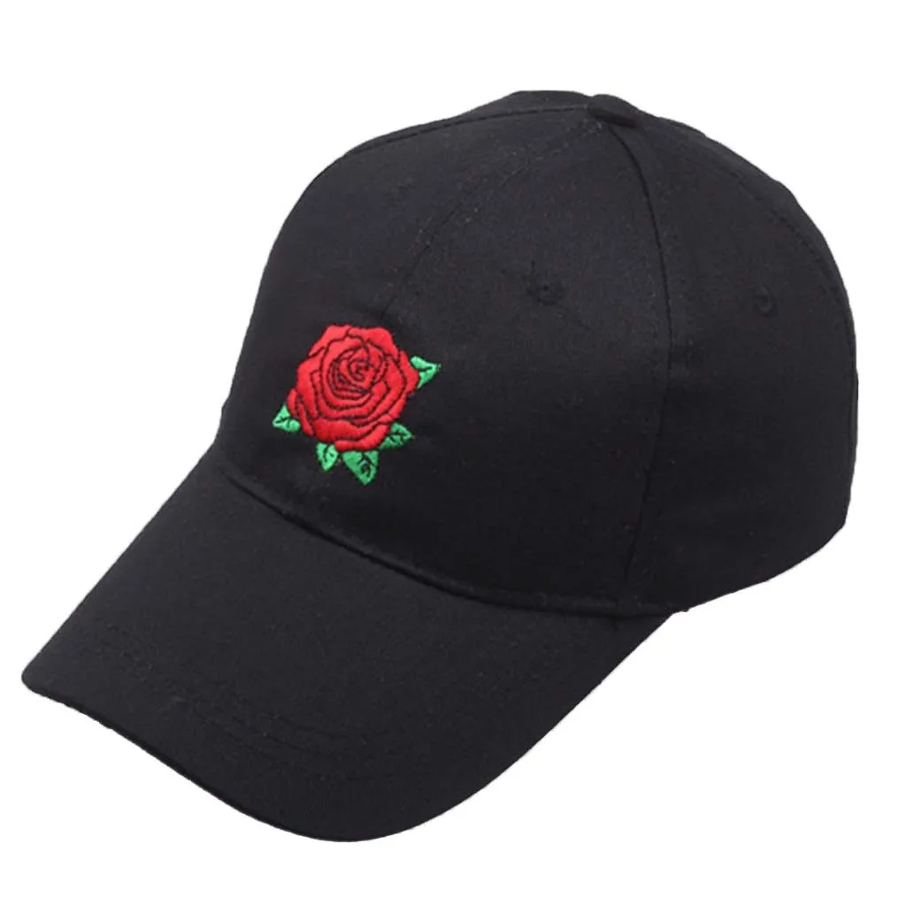 

Men Women Baseball Caps 2019 New Hot Fashion Roses Spring Summer Sun Hats for Women Solid Snapback Cap Wholesale Dad Hat#Zer