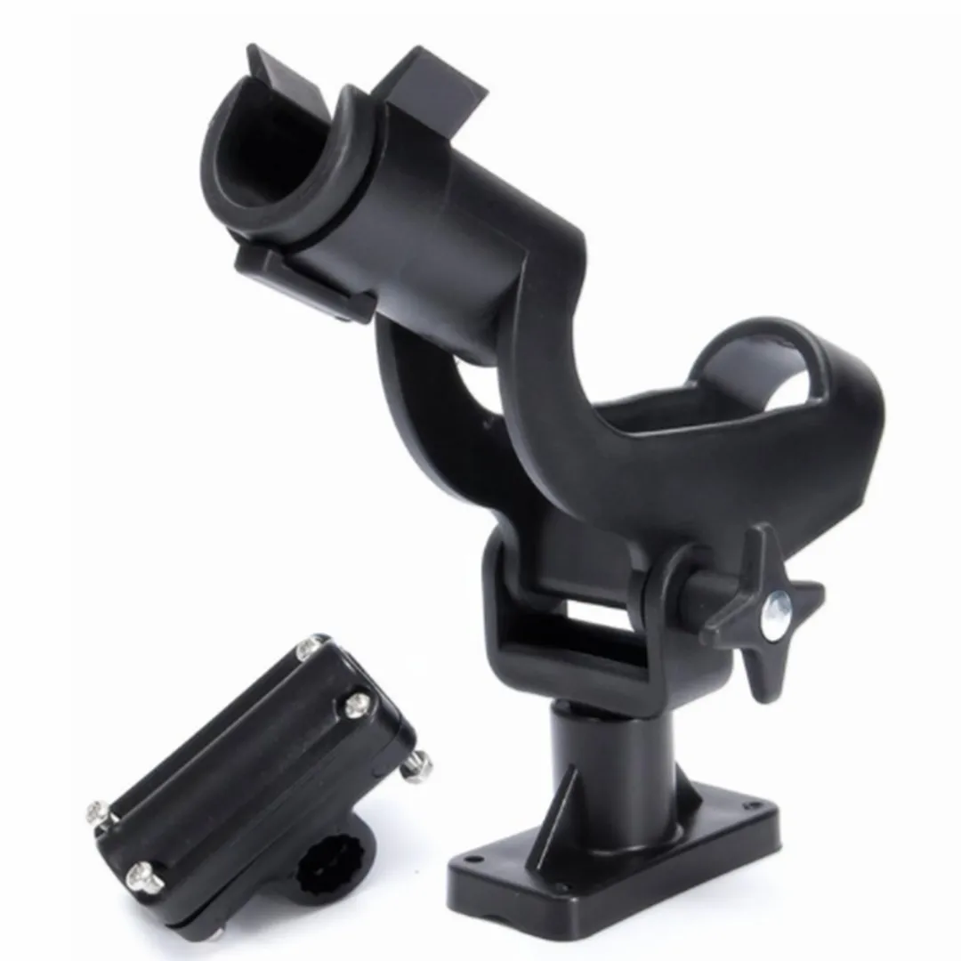 Adjustable Side Rail Mount Boat Raft Fishing Pole Rod Stand Holder Rest Black Fishing Tackle Accessories