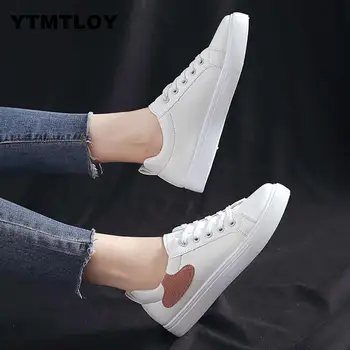 

2019 Women Casual Shoes Fashion Breathable PU Leather Platform White Soft Footwears Sneakers Women Tenis Feminino Sapatos