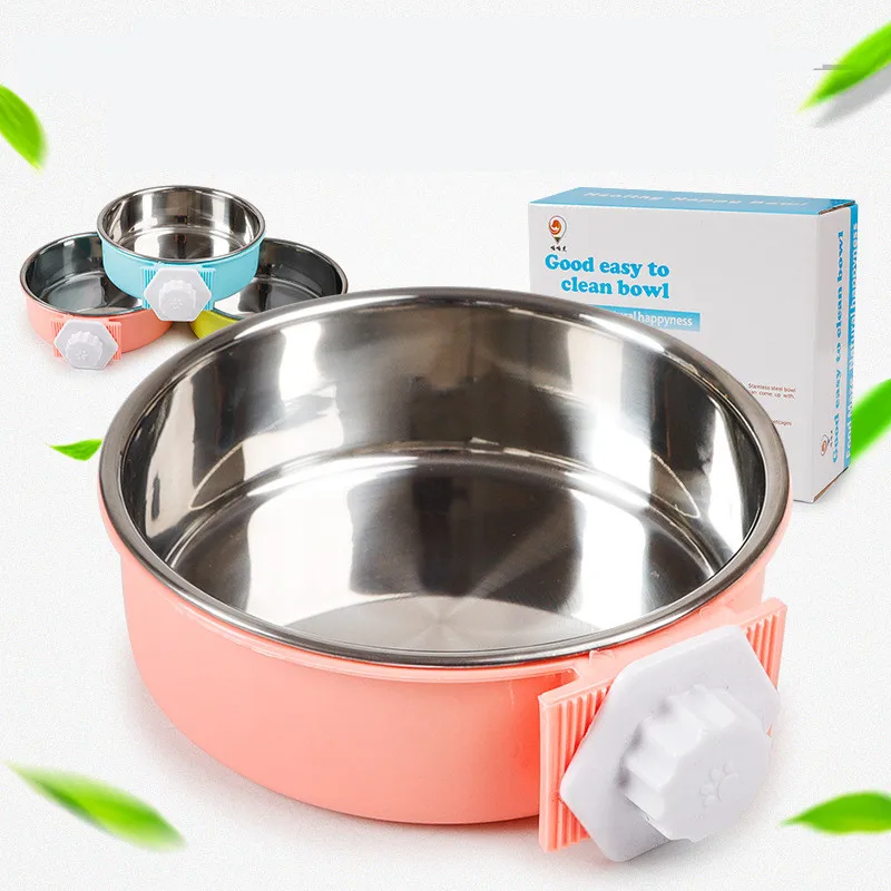 Crate Dog Bowl, Removable Stainless Steel Coop Cup Hanging Pet Cage Bowl Large Water Food Feeder for Dogs Cats Rabbits MayT3 (5)