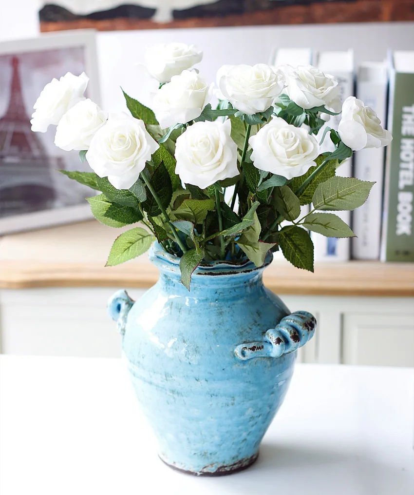 Rose Artificial Flower Bouquet wedding flowers silk peony home party decor  (46)