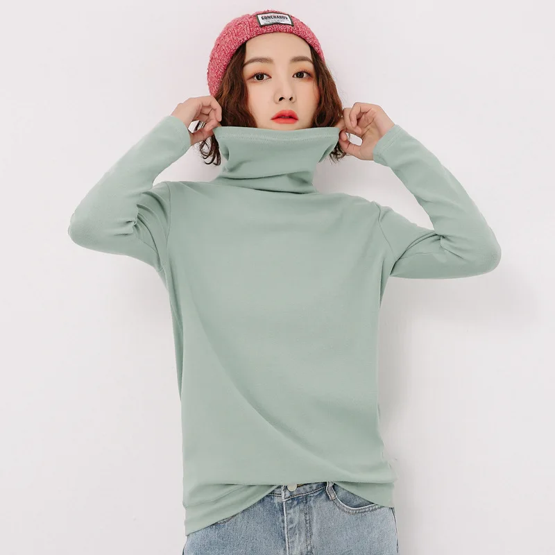 

womens top Gauze Long sleeve Turleneck t shirt all match t shirt women bts