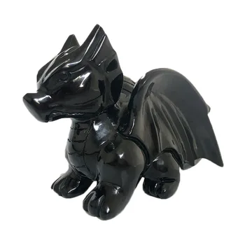

Natural Cheap Black Obsidian Pterosaur Crystal Flying Dragon Hand Carved For Gift And Decorative FYY