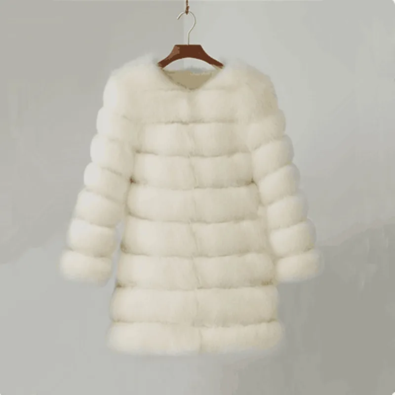 Chaud Imitation Solide Longues Fausse Mode Épais Manches Mince 2018 Blanc À Vintage Manteau Veste Femmes Des Vêtements Hiver En Fourrure Long qwUUgA7F