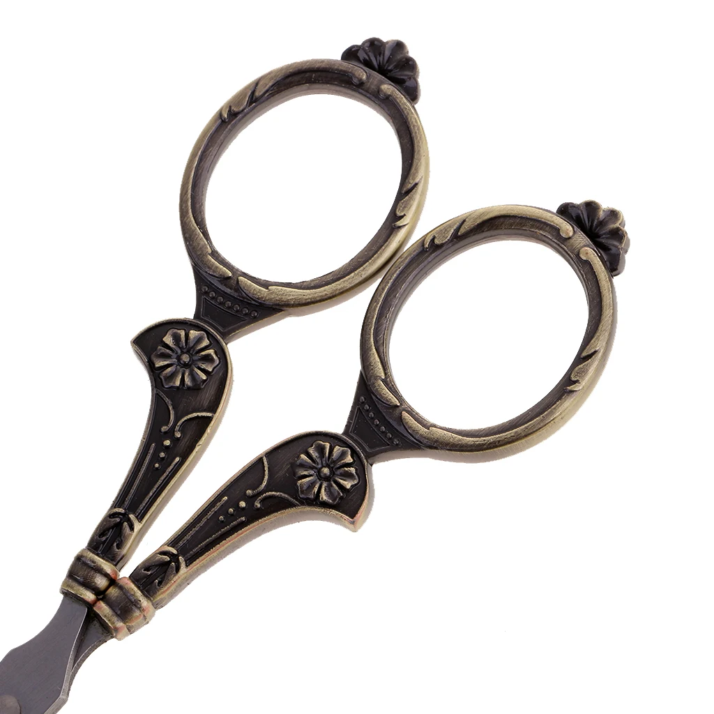 Vintage Europea Style Floral Scissors for Needlework Embroidery Sewing Craft Red Bronze/ Bronze