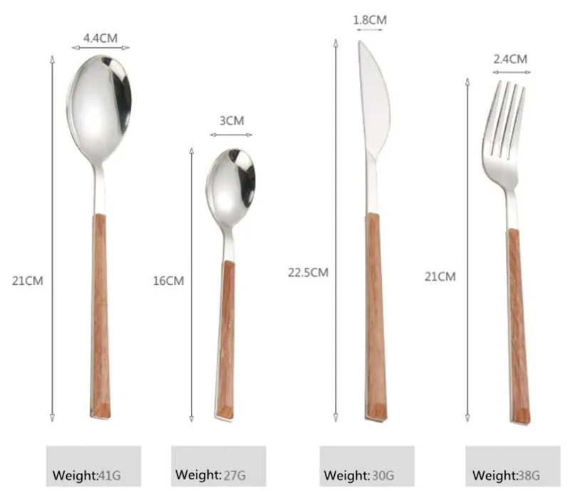 24 шт. высокое качество 18/10 столовая посуда из нержавеющей стали набор имитация ручки столовые приборы, ложка, вилка Набор ножей Прямая