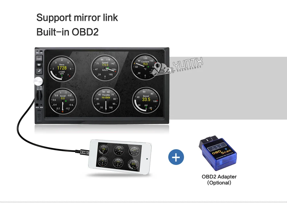 Perfect Bosion Android 7.1 7 inch Universal Car Stereo GPS Navigation 2 Din Radio AUX Bluetooth Camera For Volkswagen/Ford fiesta etc 16