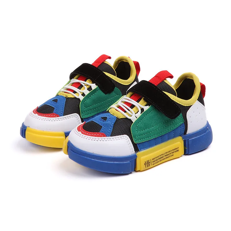 2019 الخريف جديد النسخة الأطفال كبيرة الأطفال عدم الانزلاق مختلط لوحة ألوان أحذية الفتيان الرياضية الفتيات حذاء كاجوال