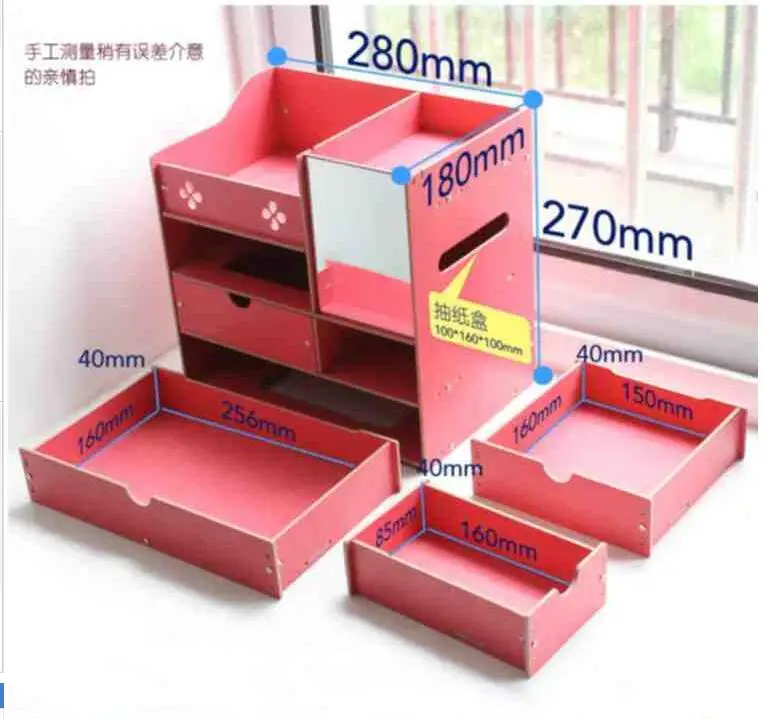 

Mini three small drawer wooden cosmetics receive a case storage cabinet