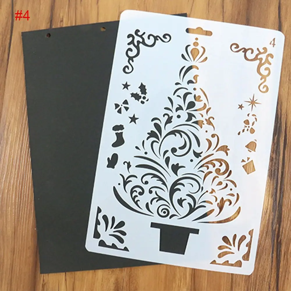

1PC DIY Christmas Tree Pattern Painting Template Journal Stencil Set Xmas Gift Scrapbooking DIY Cards