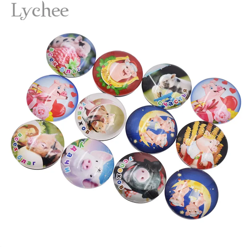 Lychee Life Random 4pcs Pig Fridge Magnet Creative Animal Round Refrigerator Magnetic Sticker Home Decoration Crafts Gifts | Дом и сад