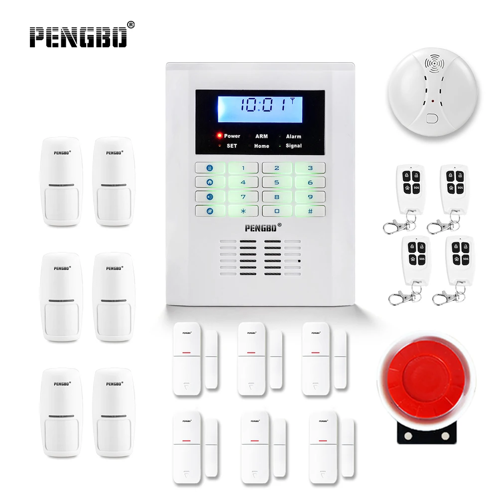 

PENGBO LCD Dual Network GSM+PSTN Alarm System Wireless Home Alarm Waterproof PIR Motion Sensor Detector Security Alarm Syste