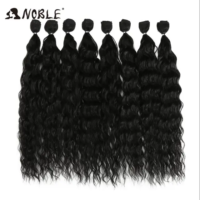Noble Synthetic Hair Body Weave 20 Inch 8pcs/lot Afro Kinky Curly Hair Ombre Bundles Hair Extension Synthetic Hair Wave 1B