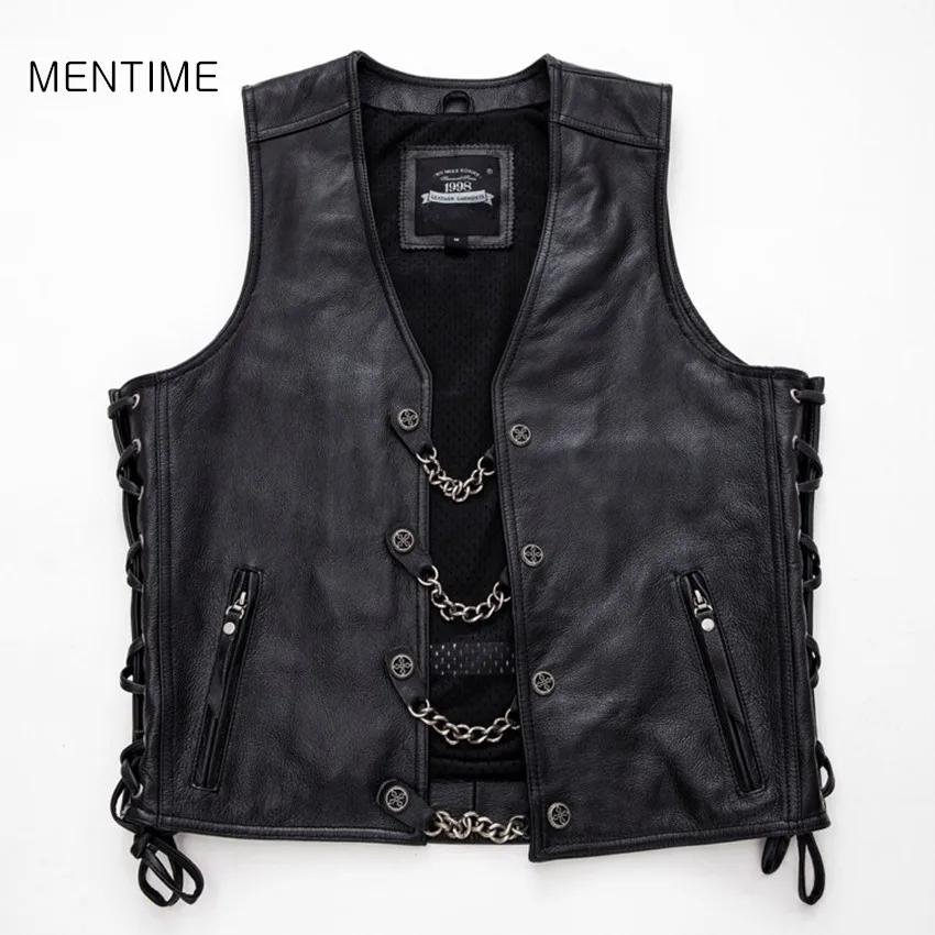 Men's Harley Leather Genuine Cowhide Leather Vest Leather