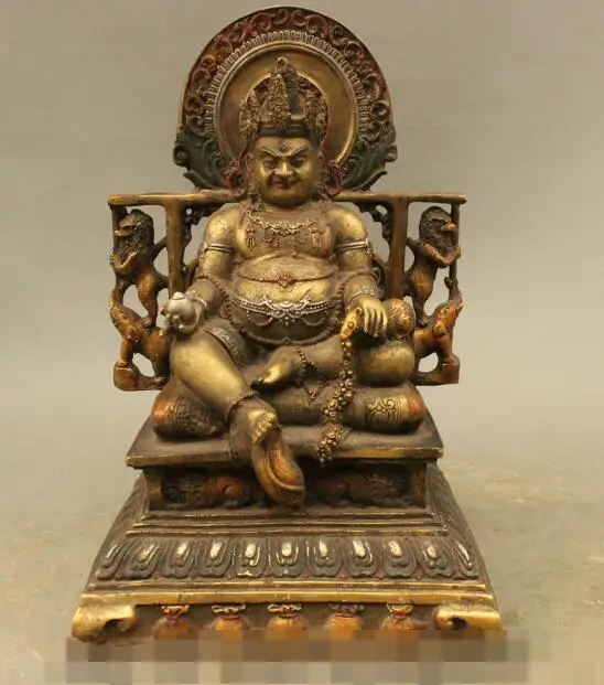 

S3975 16" Tibet Pure Bronze Vajra Japanese Dharma Buddha Statue Ride Dragon Joss