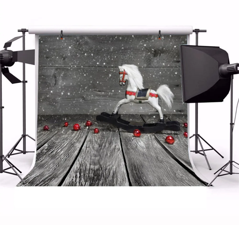 Laeacco деревянные доски пол лошадь игрушки Детские Рождественские фотографии фоны