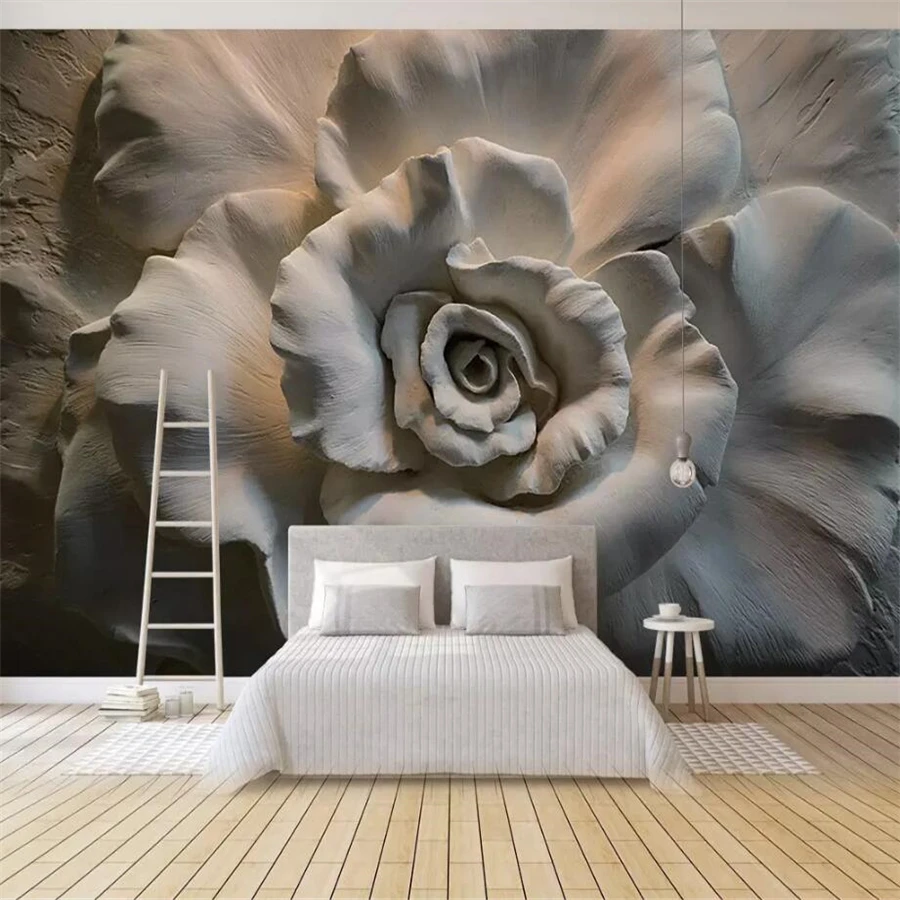 

beibehang Custom Wallpaper 3D Stereo Murals Relief Roses Living Room bedroom Background Wall papel de parede 3d wallpaper mural
