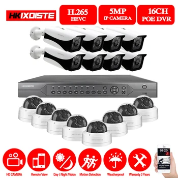 

16CH 5MP TVI H.265 HD DVR 16CH DVR 16PCS 5.0MP Outdoor Bullet/Dome CCTV Video Home Security Camera System Surveillance Kits