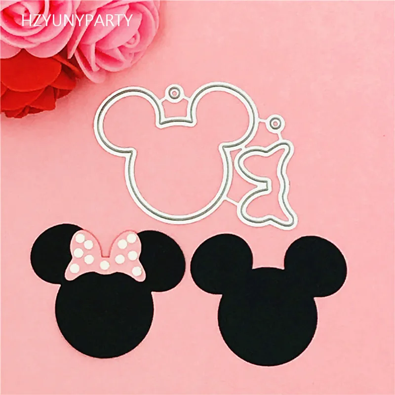 

1PCS Mickey Minnie bow cutting die+2PCS carft Tag embossing folder suit for DIY Scrapbooking/photo album DIY Paper Cards
