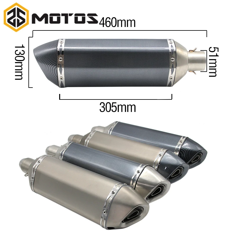 ZS заездов 460 мм длина выхлопной трубы мотоцикла глушитель двигателя с дБ убийца Escape для Honda Suzuki Kawasaki Yamaha KTM