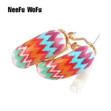 

NeeFu WoFu Drop Big Earring Flash Printed Metal for Woman Ear Ring Large Long Brinco Printing Accessories Oorbellen Earrings