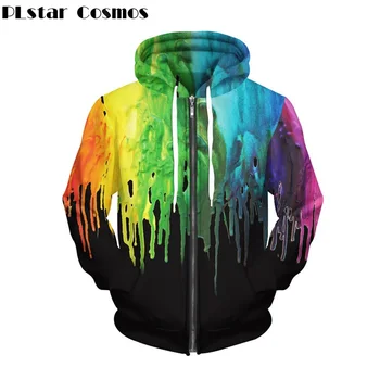 

PLstar Cosmos Tops Long-sleeved Pullover Hoodies Men Women 3D Splash Paint Hoodie Colorful Sweatshirt Tracksuit Unisex Hoody