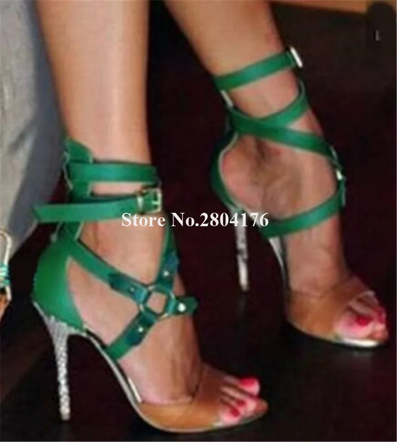 

Women Fashion Open Toe Snake Stiletto Heel Gladiator Sandals Ankle Strap Cross Buckles High Heels Sandals Dress Heels Shoes