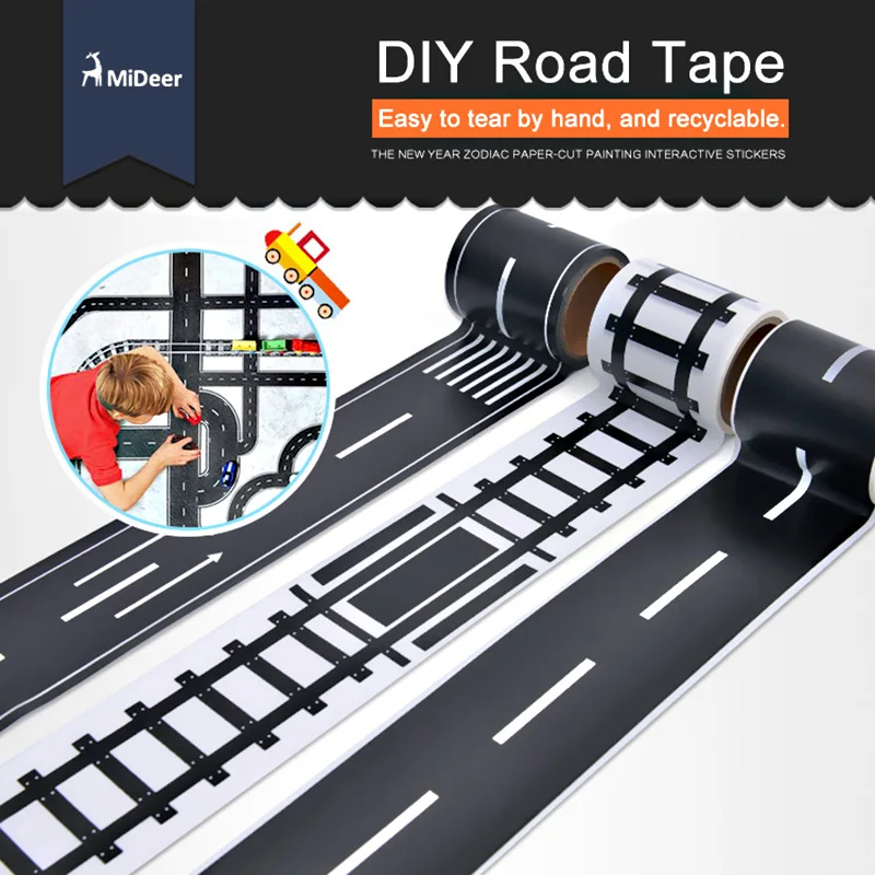 

MiDeer Kids 2 Inch Road Tape DIY Car Track Play Vehicle Train Railway Expressway Motorway Creative Toys for Children Boy Paper