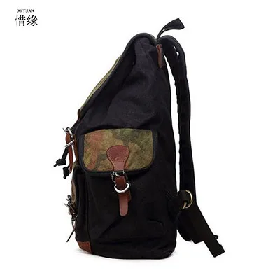 

2017 New Men Big Canvas Backpacks for Men travel large capacity bag arcuate shoulder strap solid male backpack Khaki black bags