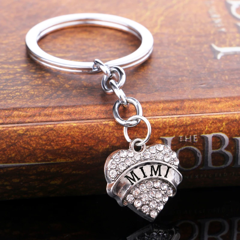12PC/Lot Hot Mimi Keychain Jewelry Clear Crystal Love Heart Charm Keyring For Women Girls Family