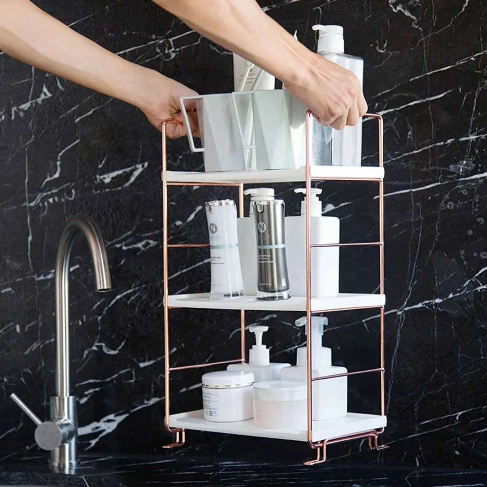

3 Layers Bathroom Corner Storage Shelf Portable Floor Shower Organizer Rack Cosmetics Shampoo Holder Assembleable Sundry Shelves