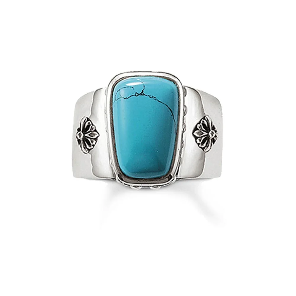 Natural Stone Blue Trapezoid Rings 925 Sterling Silver Fashion Thomas Style Glam Eternity Jewelry Ts Soul Gift for Women | Украшения и