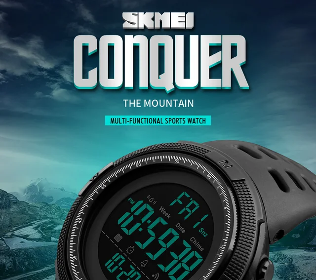 SKMEI Men Sports Watches Countdown Double Time Watch Alarm Chrono Digital Wristwatches 50M Waterproof Relogio Masculino 1251 -